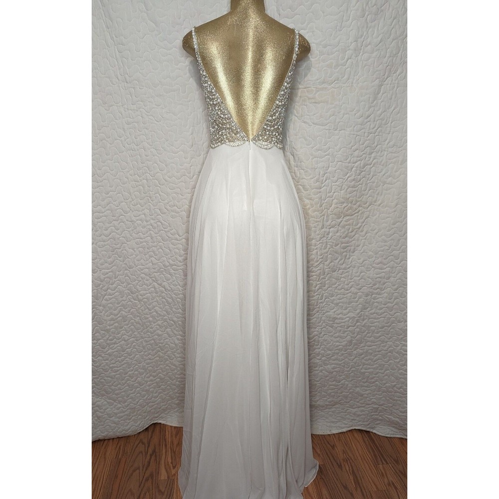NWOT Size 2 Lulus white beaded rhinestone maxi dress. L570 - Picture 4 of 10